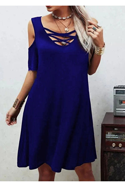 Generic Brand Low-Cut Lace Detail Viscose Fabric Dress