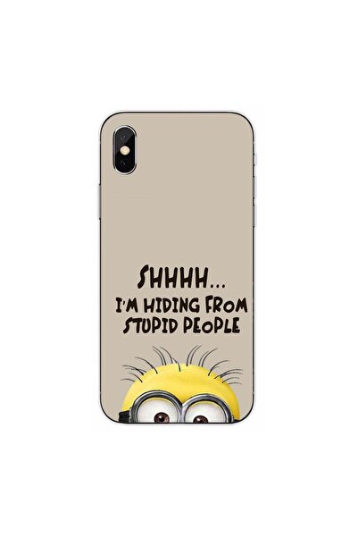 OEM Husa compatibila cu Apple iPhone XS Silicon Gel Tpu Model Mesaj Minion Shhhh