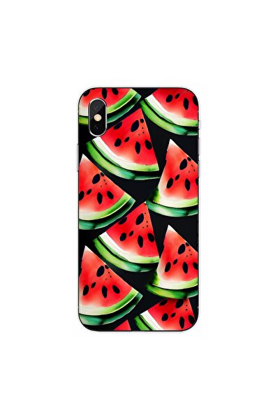 OEM Husa compatibila cu Apple iPhone XS Silicon Gel Tpu Model Watermelon Slices