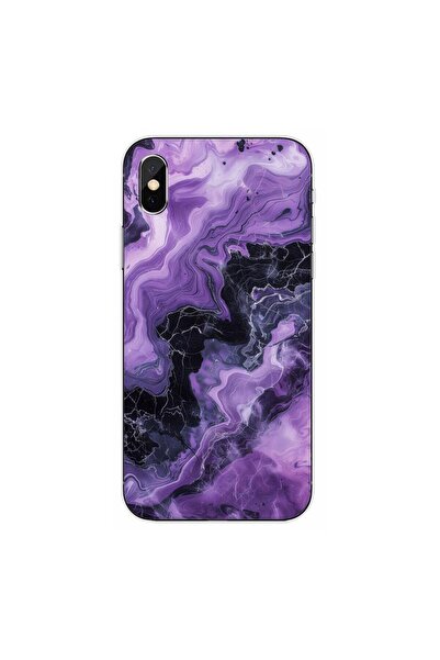 OEM Husa compatibila cu Apple iPhone XS Silicon Gel Tpu Model Abstract Purple...