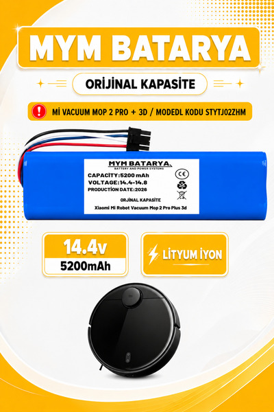 MYM BATARYA Xiaomi Mi Vacuum Mop 2 Pro Plus 3d Uyumlu Akıllı Robot Süpürge Ba...