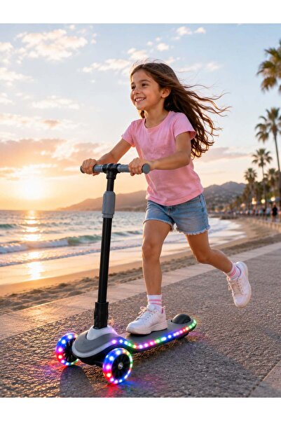 Arlina Home Kids Lumix 3 Tekerlekli Katlanabilir Tabanı Ve Tekerlekleri Led I...