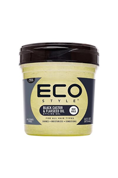 ECO STYLE جل شعر بزيت الخروع الاسود وزيت بذور الكتان من ايكو - 473مل