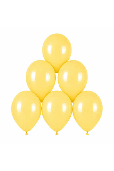 BeySüS Yellow Color Latex Macaron Balloon (30 cm) - 6 Pieces
