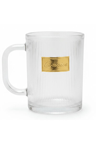 Concise Ribbed Glass Mug 300 ml — Gold Edition