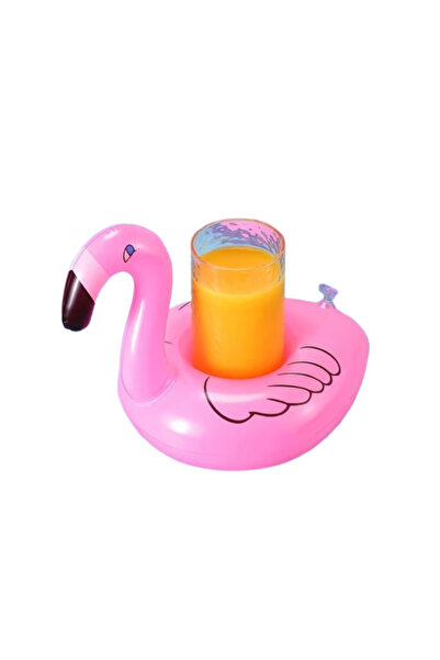 Bsr Suport gonflabil bauturi, pentru piscina, model flamingo, PVC, roz, 18x18 cm