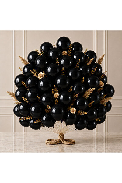 BeySüS Black Color Latex Metallic Balloon (30 cm) - 50 Pieces