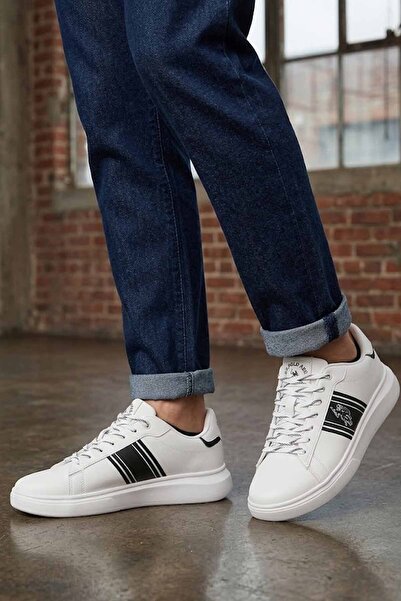 U.S. Polo Assn. حذاء رياضي أبيض للرجال - حذاء رياضي كاجوال يومي