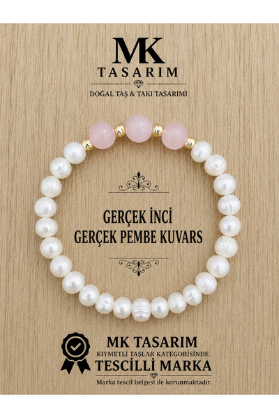 MK tasarım Real Pearl Real Pink Quartz Bracelet Mk.7000.825- Comfort-Peace-En...