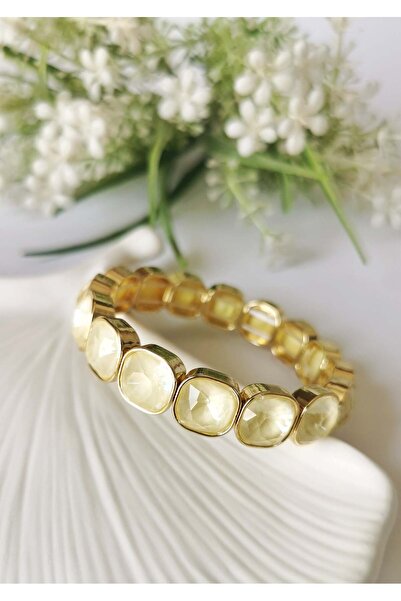 Halley Concept Champagne crystal stone steel elastic bracelet