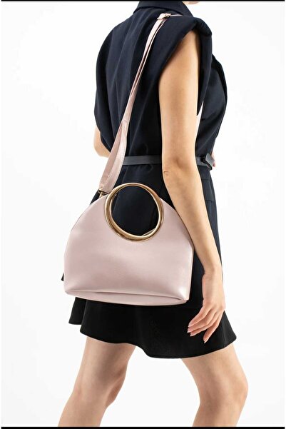 ÖZÜM ÇANTA Women's Gold Accessory Detailed Long Strap Hand and Shoulder Bag P...