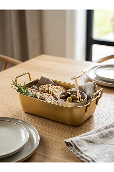 LOVYCO Luxury Gold Color Decorative Metal Presentation Tray - Multi-Purpose O...