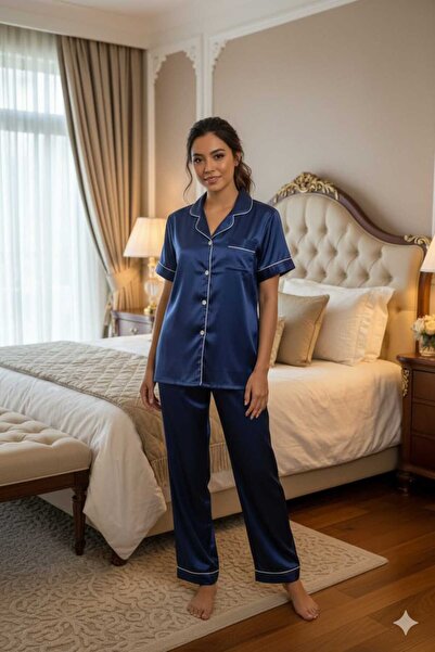Alsadfine innovations Women's Satin Pajama Set, Short Sleeve, New Season, Dif...