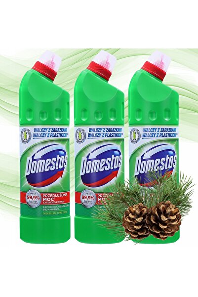 Domestos Pachet Curatenie Toaleta gel Pine Fresh, 3 x 750 ML, miros fresh, efect