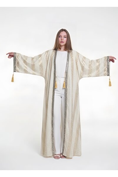 al bent al sharqieh Embroidered Oversize Kimono Mink kaftan