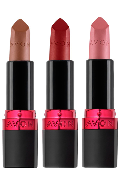 AVON Ultra Matte Marvellous Mocha, Red Supreme and Pure Pink Triple Lipstick ...
