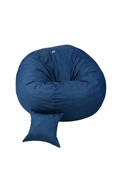 Pufrelax Set Fotoliu King Size cu Perna, Material Textil - Blue Denim