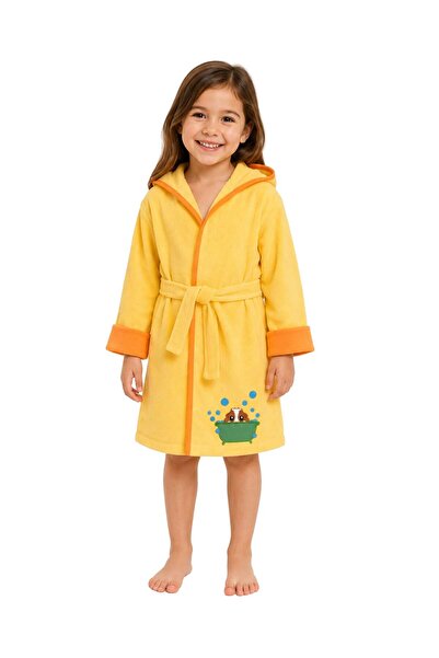 OrganicKid Towel Çocuk Turuncu Kuşaklı Bornoz