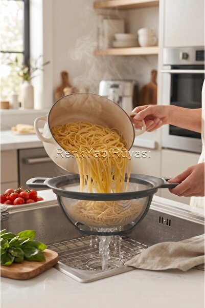 RENK YAPI RÜYASI Stainless Steel Pasta Strainer Multipurpose Fruit and Vegeta...