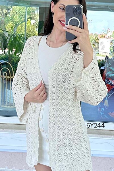 İnce Topuk Openwork Knitwear Cardigan 6Y244