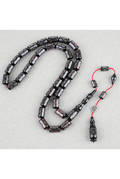 LapisDo Kuka Usta İşi İmzalı 925Ayar Gümüş Çakımlı Kapsül Kesim 9x15mm Tesbih