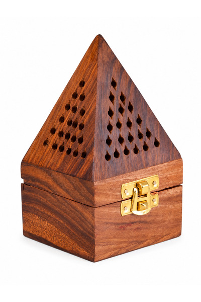 BAKHOR Pyramid Wood Incense Burner - Brown Color