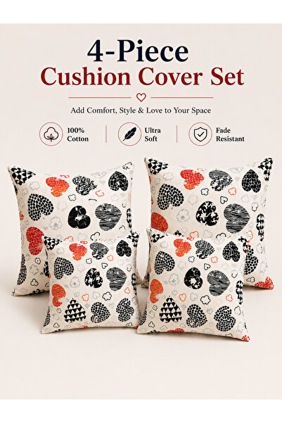 zeetwo 4-Piece Cotton Printed Cushion Cover Set – Soft Breathable Decorative ...