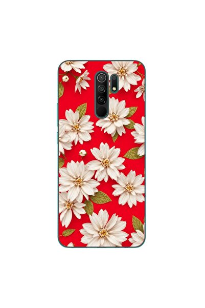 OEM Θήκη συμβατή με Xiaomi Redmi 9 από σιλικόνη gel TPU με σχέδιο λευκά λουλο...