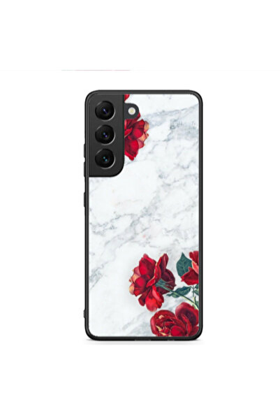 Other Samsung S22 Plus red roses marble Black Glossy Θήκη