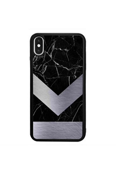 Other Apple iPhone X Marble Arrow Down Black Glossy Θήκη
