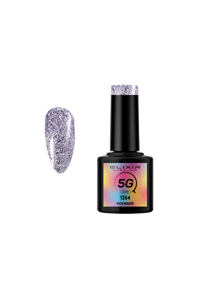 Elixir 5G GLITTER SEMI GEL (ΗΜΙΜΟΝΙΜΟ BΕΡΝΙΚΙ) - 1264 (RICH MAUVE) 8ML