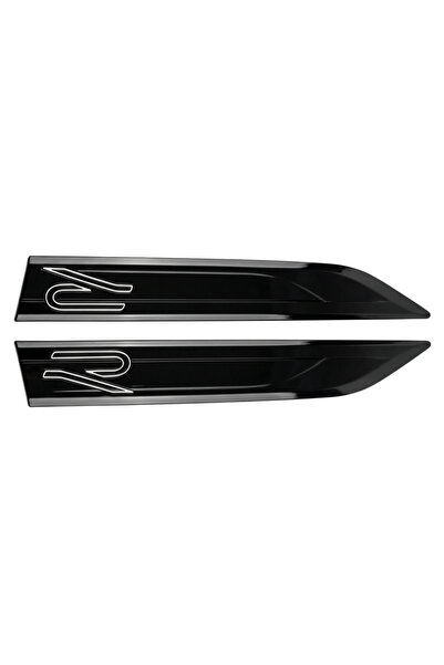Generic Brand R Fender Emblem 2-Piece Black / Yaci182
