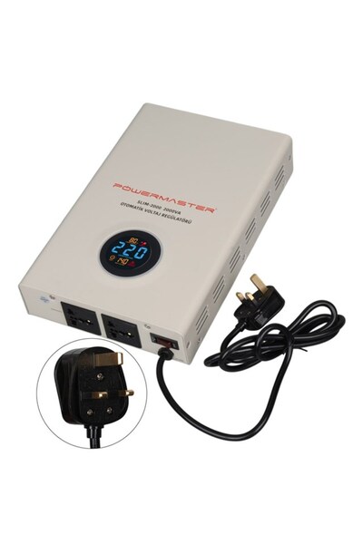 Powermaster SLIM-2000 Otomatik 2000VA Kombi Voltaj Regülatörü (İngiliz Fişli ...