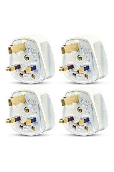 Duravel UK Fused 13 Amp White Mains 3 Pin Household Plugs Fitted with Colour ...