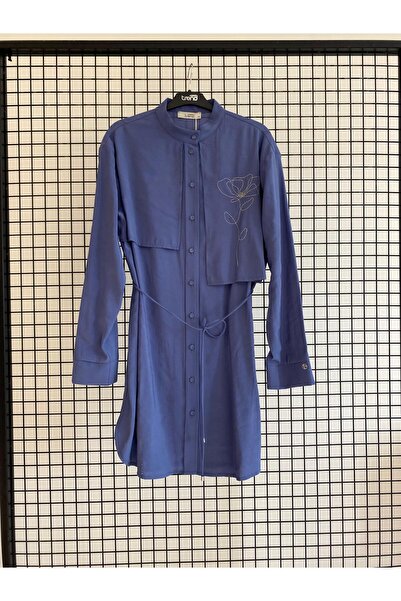 Armine TREND Hakim Collar Buttoned Anvolop Tunic with Floral Detail on the Ch...