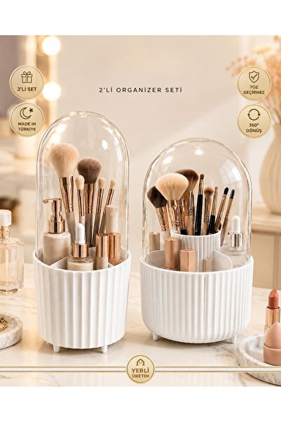 Galeriyo 360 Rotatable Makeup Organizer and Brush Organizer with Transparent ...