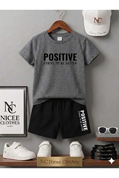 NC Nicee Clothes LETNJA DEČJA MAJICA I KRATKE PANTALONE UNISEKS (CRNI POZITIV...