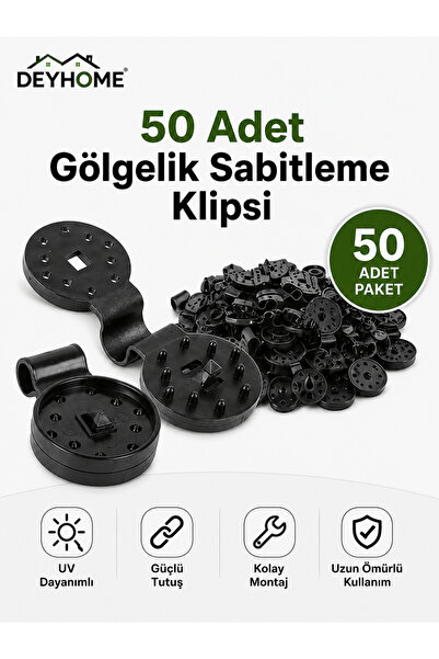 DEYHOME 50 Adet Gölgelik Sabitleme Klipsi UV Dayanımlı Gölge Filesi Klipsi Se...