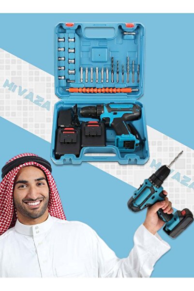 Mi VAZA طقم مثقاب كهربائي لاسلكي - مثقاب طرق 21 فولت مع رؤوس مفك براغي ورؤوس ...