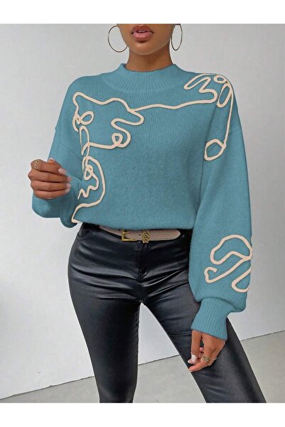 Iuliashop Pulover tricotat Sarah albastru - S