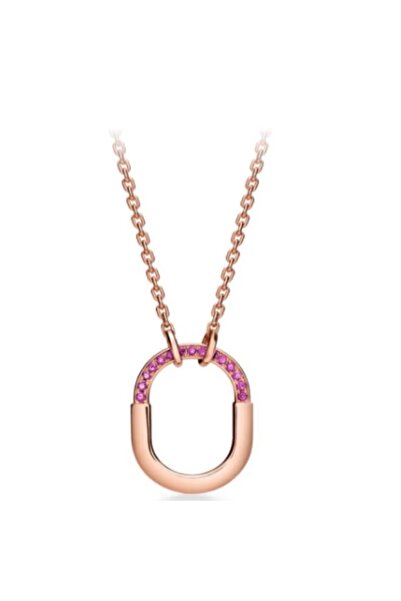 FA.accessories Women's Necklace with Elegant Lock Design and Pink Stone /No R...