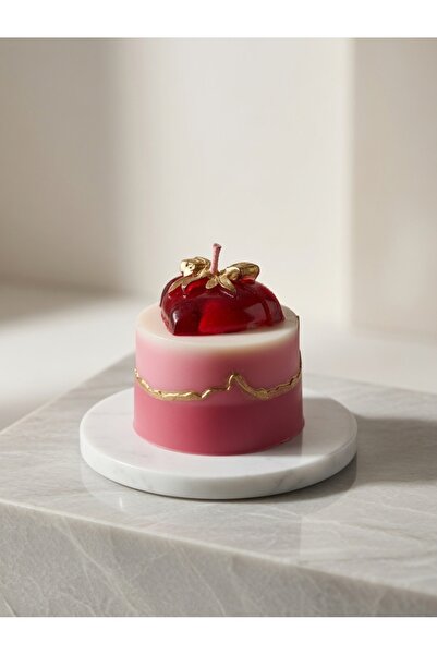 GLOWRA ARTISANS Handmade Heart Cake Candle – Classy Pink & Gold Aesthetic Des...