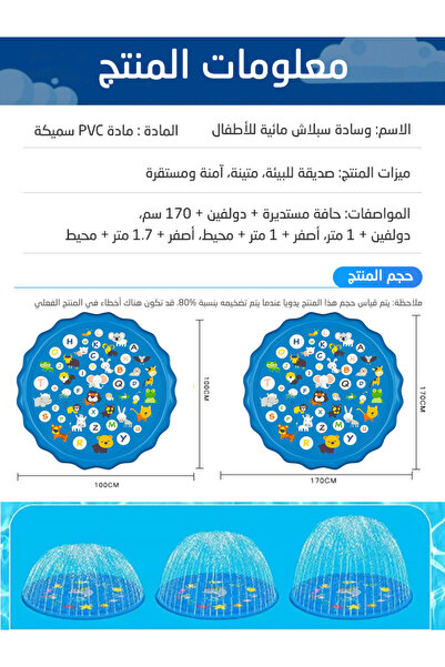 Other حصيرة ألعاب مائية مع رشاش للأطفال والرضع - وسادة لعب خارجية للحديقة وال...