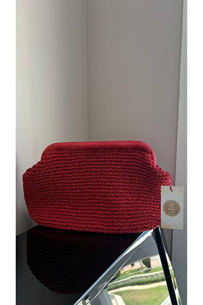 PeriStore Peridesign Kırmızı Hasır Portföy El Örmesi Aynı Gün Kargoda 36x20cm...