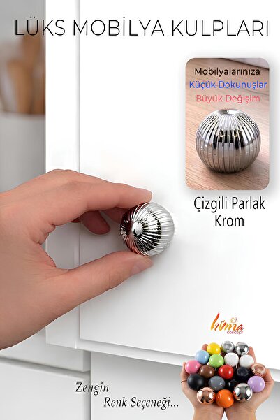 GLASWEN Buton din plastic dur, bilă rotundă, cu dungi, cromat lucios, pentru ...