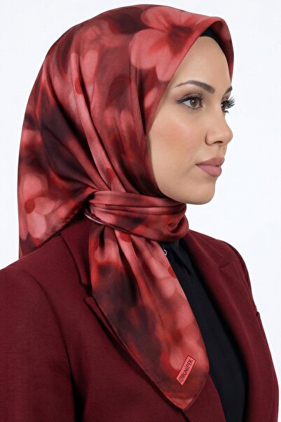 hadiora Women's Red Floral Patterned Organic Cotton Soft Scarf