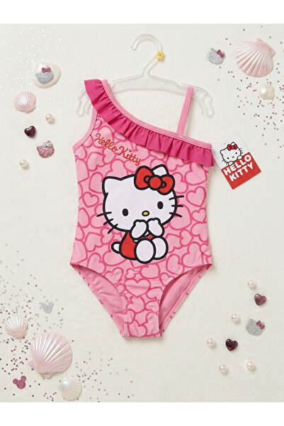 Victorino Costum de Baie Întreg Asimetric pentru Fetițe, Hello Kitty, Roz cu ...