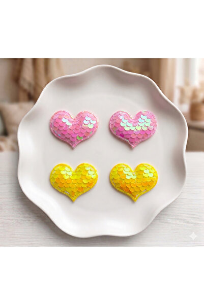 Jeevee Set of 4 Heart Sequin Sparkling Side Buckles for Children and Adults