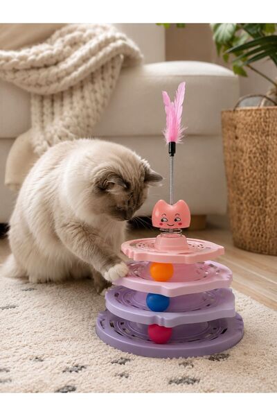 OEM Interactive Cat Toy with 3 Balls, Anti-Stress Circular Track, Cat Play Ce...