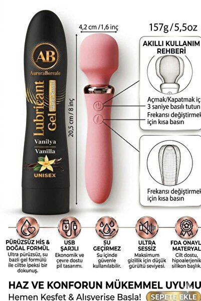 AuroraBoreale Büyük Boy Vanilyalı Kayganlaştırıcı Jel 10 Titreşim Modlu Masaj...